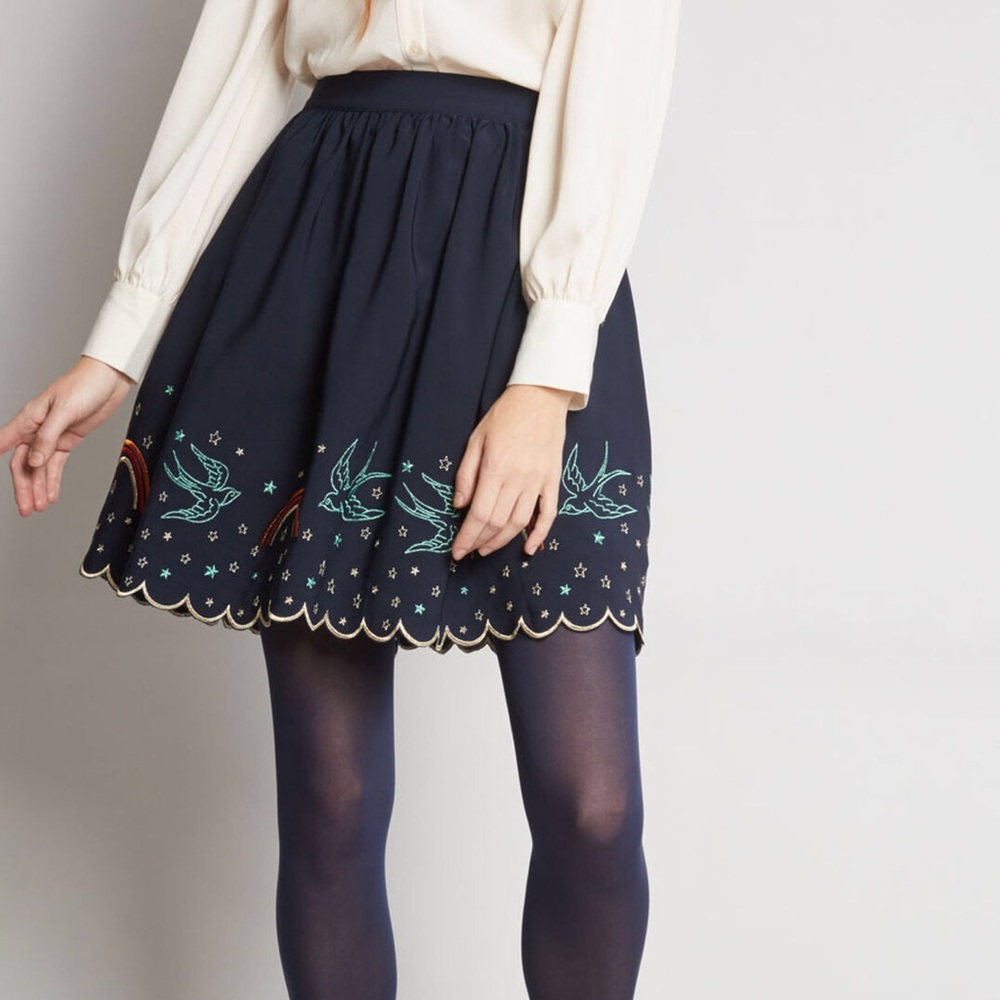 ModCloth Embroidered Skirt